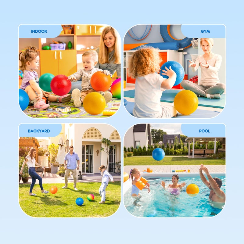 EVERICH TOY EVERICH Playground Balls Kickball, 6 or 12 Pack 8.5" Dodgeballs Bouncy Kick Balls for Kids Adults Outdoor Indoor, 4 Square Ball School Yard Games for Boys Girls 3-5 5-8 8-12 with Pump - Image 3